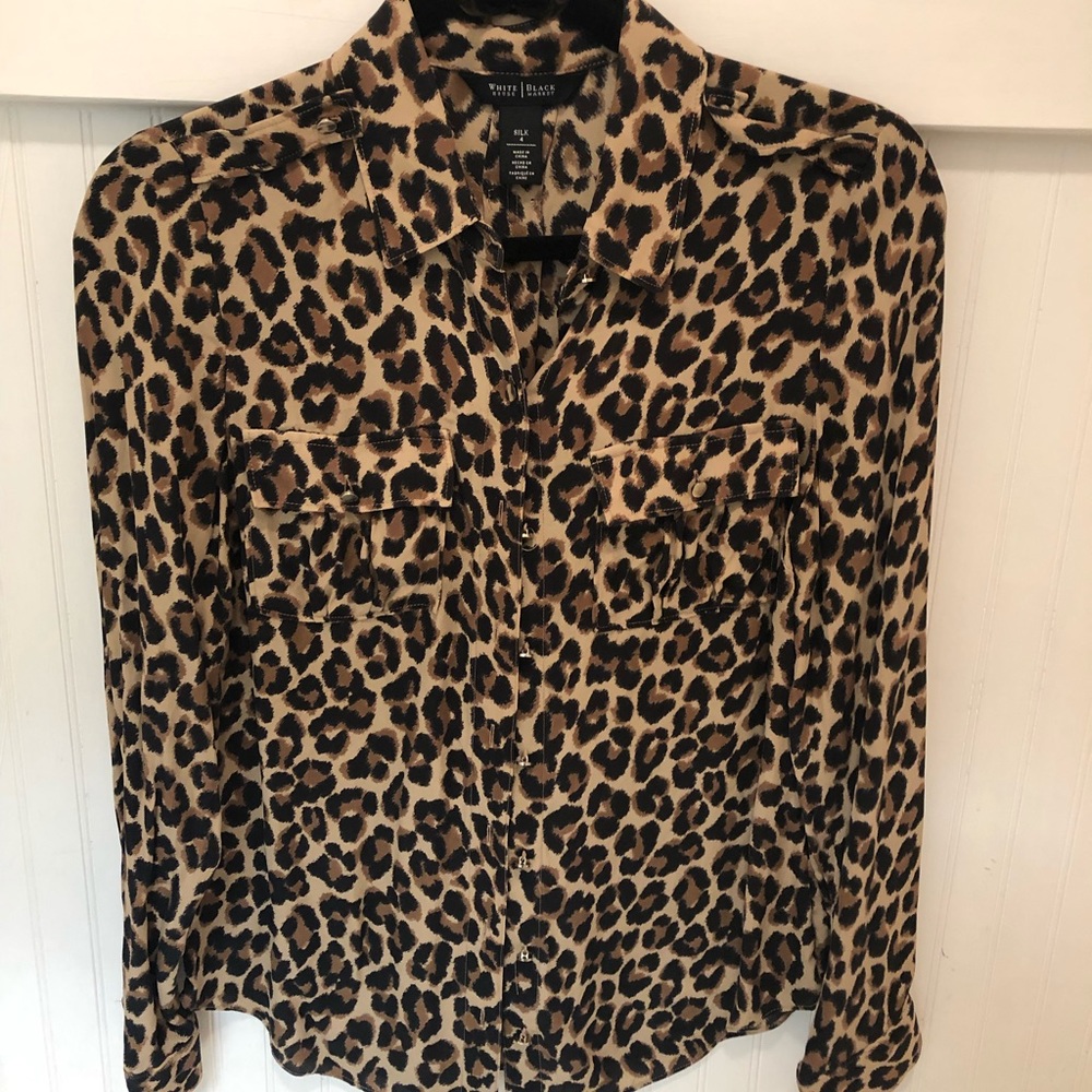 Leopard print silk blouse